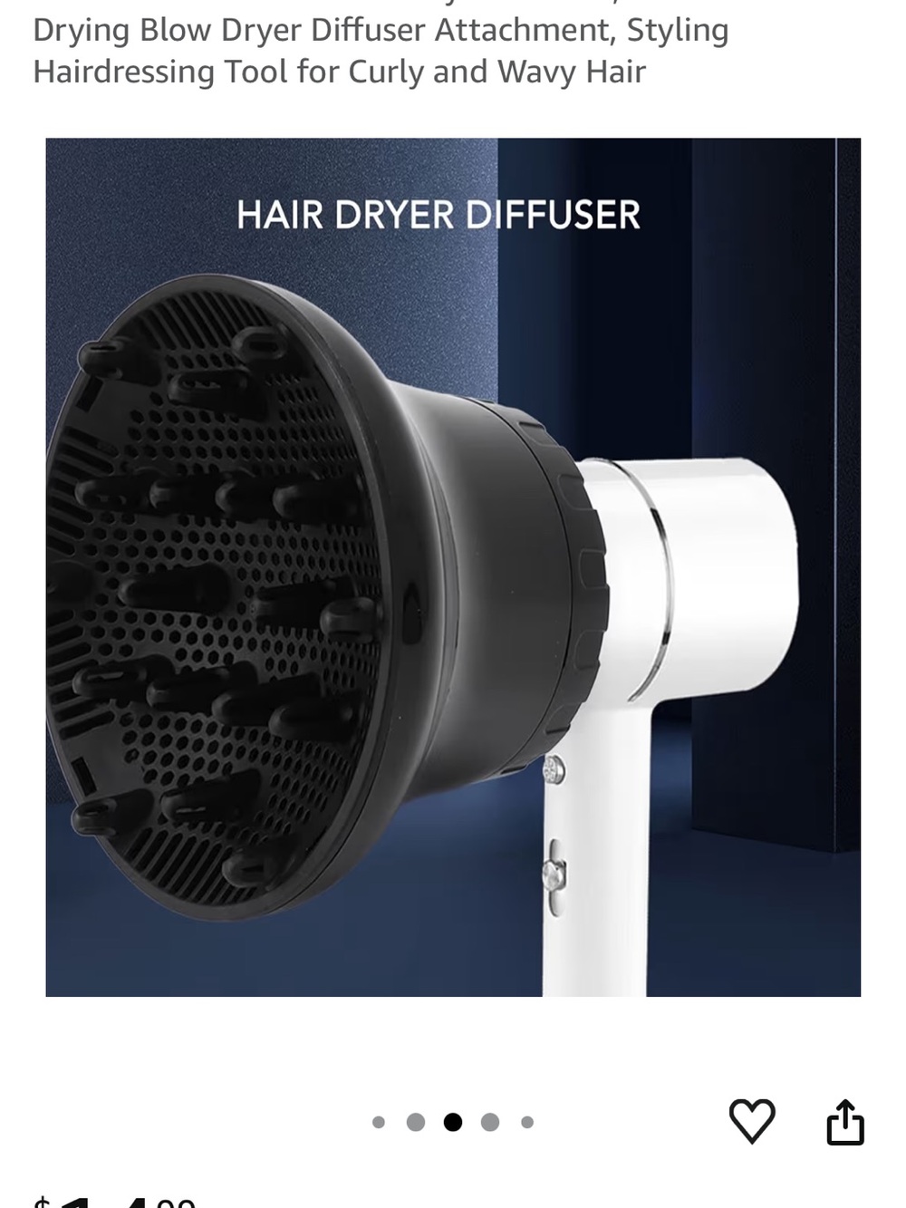 Universal Black Hair Dryer Diffuser - Snap-On Styling Attachment